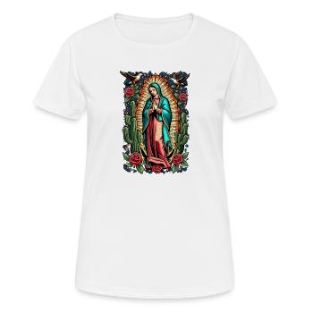 Madonna mit Rosen und Kakteen - Frauen T-Shirt atmungsaktiv - Weiß - Vorne - AI Model Female 172 dark (172cm)