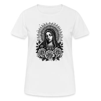 Dunkle Maria mit Rosenkranz - Frauen T-Shirt atmungsaktiv - Weiß - Vorne - AI Model Female 172 dark (172cm)