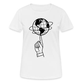Équilibrer le monde | Un monde en équilibre - T-shirt respirant Femme - blanc - Devant - AI Model Female 172 dark (172cm)