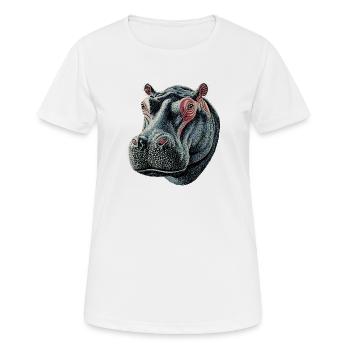 Nilpferd Flusspferd Mama Hippopotamus Cooles Hippo - Frauen T-Shirt atmungsaktiv - Weiß - Vorne - AI Model Female 172 dark (172cm)