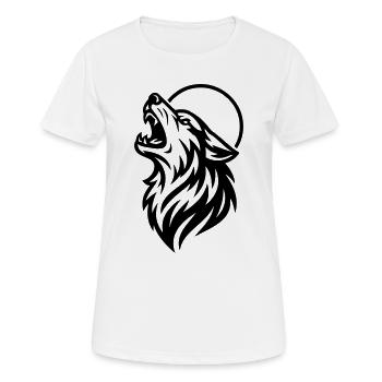 howling wolf - Women's Breathable T-Shirt - white - Front - AI Model Female 172 dark (172cm)