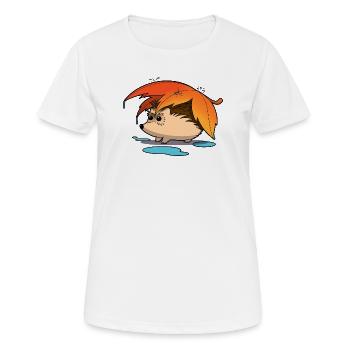 Hérisson sous parapluie feuillu - T-shirt respirant Femme - blanc - Devant - AI Model Female 172 dark (172cm)
