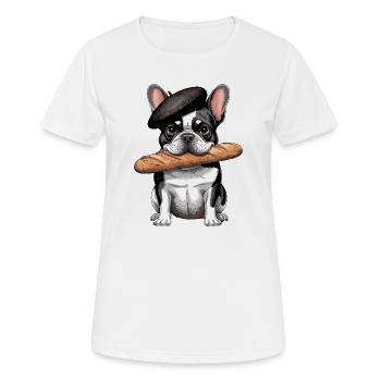 Französische Bulldogge Mit Baguette - Frauen T-Shirt atmungsaktiv - Weiß - Vorne - AI Model Female 172 dark (172cm)