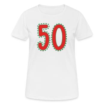 50. 50 ANS. 50e ANNIVERSAIRE. ANNIVERSAIRE 50 ANS. - T-shirt respirant Femme - blanc - Devant - AI Model Female 172 dark (172cm)