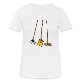 Râteau à feuilles, pelle et balai - T-shirt respirant Femme - blanc - Devant - AI Model Female 172 dark (172cm)