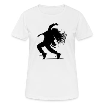 B-Girl Silhouette – Breakdance Groove - Frauen T-Shirt atmungsaktiv - Weiß - Vorne - AI Model Female 172 dark (172cm)