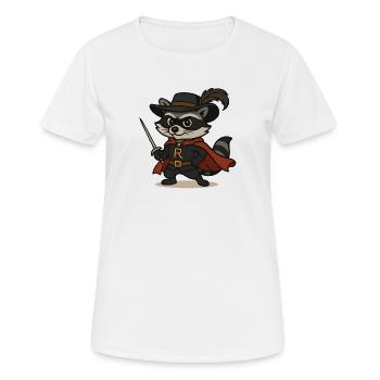 Maskierter Waschbär mit Rapier und Umhang - Frauen T-Shirt atmungsaktiv - Weiß - Vorne - AI Model Female 172 dark (172cm)