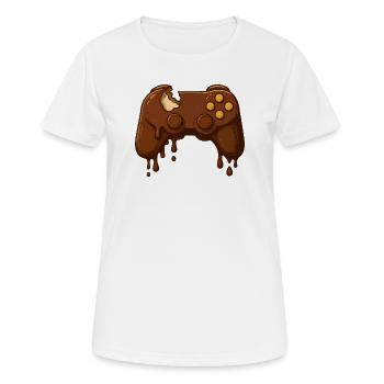Schokoladen Gamepad Tropfen - Frauen T-Shirt atmungsaktiv - Weiß - Vorne - AI Model Female 172 dark (172cm)