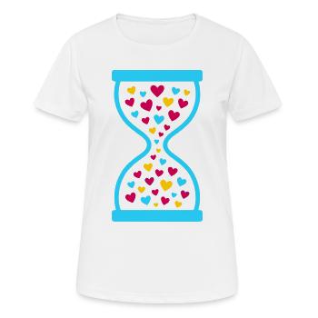 L’amour ne s’arrête jamais - Sablier de l’amour intemporel - T-shirt respirant Femme - blanc - Devant - AI Model Female 172 dark (172cm)
