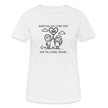 Anniversary of mutual harassment since 1991 - Women's Breathable T-Shirt - white - Front - AI Model Female 172 dark (172cm)