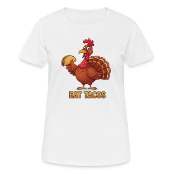 Eat Tacos Cartoon Turkey - Frauen T-Shirt atmungsaktiv - Weiß - Vorne - AI Model Female 172 dark (172cm)