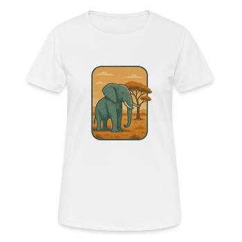 Savanna Elefant Vintage Panel - Frauen T-Shirt atmungsaktiv - Weiß - Vorne - AI Model Female 172 dark (172cm)