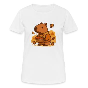Capybara Harvest – Autumnal Cosiness - Women's Breathable T-Shirt - white - Front - AI Model Female 172 dark (172cm)
