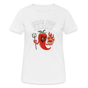 Chili con Karma – Drôle de dicton Chili Food - T-shirt respirant Femme - blanc - Devant - AI Model Female 172 dark (172cm)
