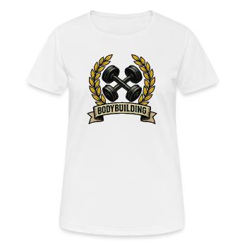 Körperaufbau mit Lorbeer-Dumbbells - Frauen T-Shirt atmungsaktiv - Weiß - Vorne - AI Model Female 172 dark (172cm)