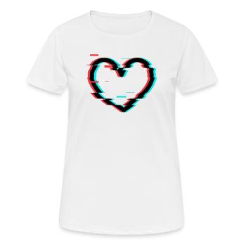Herz Glitch - Frauen T-Shirt atmungsaktiv - Weiß - Vorne - AI Model Female 172 dark (172cm)