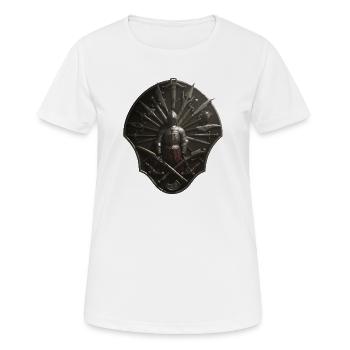 Kreuzritter Schildkreis mit Waffen - Frauen T-Shirt atmungsaktiv - Weiß - Vorne - AI Model Female 172 dark (172cm)