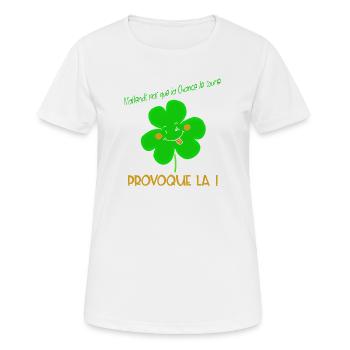 Trèfle Provoque la Chance Joyeuse - T-shirt respirant Femme - blanc - Devant - AI Model Female 172 dark (172cm)