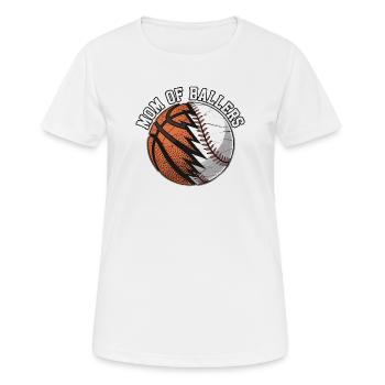 Mom of Ballers – Sportmama Design - Frauen T-Shirt atmungsaktiv - Weiß - Vorne - AI Model Female 172 dark (172cm)