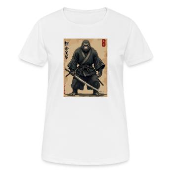 Gorille Samouraï avec Katana - T-shirt respirant Femme - blanc - Devant - AI Model Female 172 dark (172cm)