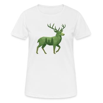 Geometrischer Hirsch - Frauen T-Shirt atmungsaktiv - Weiß - Vorne - AI Model Female 172 dark (172cm)