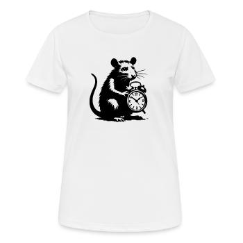 Stressed Rat and Alarm Clock - Women's Breathable T-Shirt - white - Front - AI Model Female 172 dark (172cm)