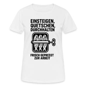 Fraîchement pressé au travail Les délices des transports en commun - T-shirt respirant Femme - blanc - Devant - AI Model Female 172 dark (172cm)