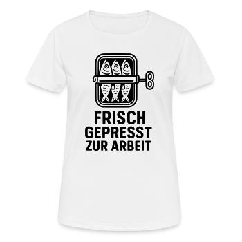 Transports en commun Fraîchement pressé au travail - T-shirt respirant Femme - blanc - Devant - AI Model Female 172 dark (172cm)