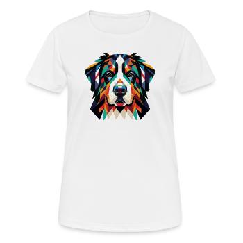 Chien prisme géométrique – Visage coloré - T-shirt respirant Femme - blanc - Devant - AI Model Female 172 dark (172cm)