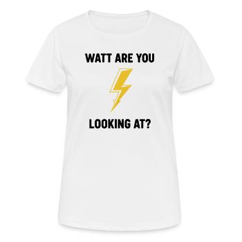 Watt Regardez-vous la conception du boulon - T-shirt respirant Femme - blanc - Devant - AI Model Female 172 dark (172cm)