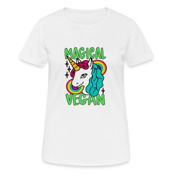 Magisches Go Vegan-Einhorn - Frauen T-Shirt atmungsaktiv - Weiß - Vorne - AI Model Female 172 dark (172cm)