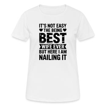 Ehefrau Spruch Ehefrauen Lustiges Ehefrau Geschenk - Frauen T-Shirt atmungsaktiv - Weiß - Vorne - AI Model Female 172 dark (172cm)