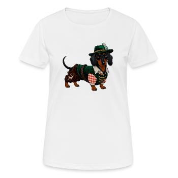 Dachshund Bavarian costume - Women's Breathable T-Shirt - white - Front - AI Model Female 172 dark (172cm)