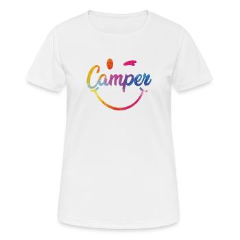 Bunter Camper Smiley Logo - Frauen T-Shirt atmungsaktiv - Weiß - Vorne - AI Model Female 172 dark (172cm)