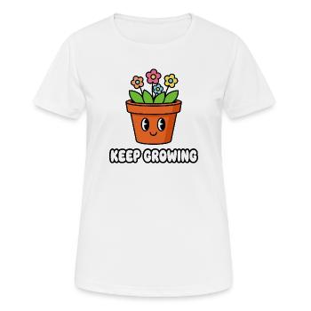 Keep Growing Blumentopf - Frauen T-Shirt atmungsaktiv - Weiß - Vorne - AI Model Female 172 dark (172cm)