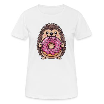 Süßer Igel mit Donut Cartoon Nachtisch Zuckerware - Frauen T-Shirt atmungsaktiv - Weiß - Vorne - AI Model Female 172 dark (172cm)