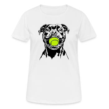 Staffordshire Bull Terrier Ball Junkie Wilsigns - T-shirt respirant Femme - blanc - Devant - AI Model Female 172 dark (172cm)