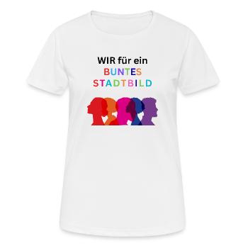 WIR FÜR EIN BUNTES STADTBILD - Frauen T-Shirt atmungsaktiv - Weiß - Vorne - AI Model Female 172 dark (172cm)
