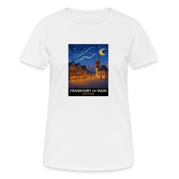 Frankfurt am Main Nachtansicht - Frauen T-Shirt atmungsaktiv - Weiß - Vorne - AI Model Female 172 dark (172cm)