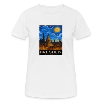 Dresden Nachtlicht Skyline - Frauen T-Shirt atmungsaktiv - Weiß - Vorne - AI Model Female 172 dark (172cm)