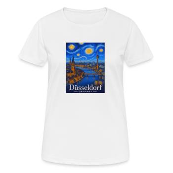 Panorama nocturne de Düsseldorf sur le Rhin - T-shirt respirant Femme - blanc - Devant - AI Model Female 172 dark (172cm)