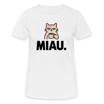 Miau Morgenmuffel - Frauen T-Shirt atmungsaktiv - Weiß - Vorne - AI Model Female 172 dark (172cm)