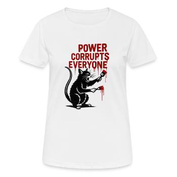 Cat satire: Power corrupts everyone - Women's Breathable T-Shirt - white - Front - AI Model Female 172 dark (172cm)