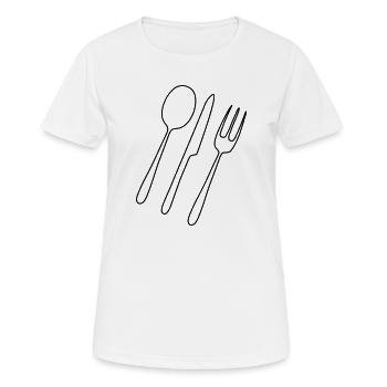 Couverts Fourchette Cuillère - T-shirt respirant Femme - blanc - Devant - AI Model Female 172 dark (172cm)