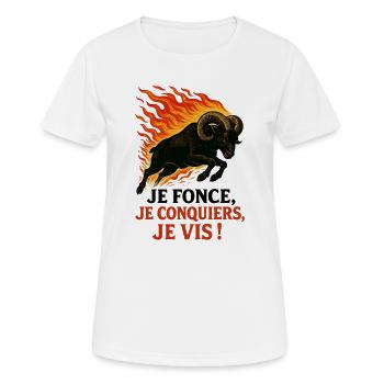 Signe astrologique du Bélier - Astrologie - T-shirt respirant Femme - blanc - Devant - AI Model Female 172 dark (172cm)