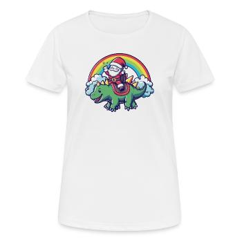 Dinosaurier stegosaurus Weihnachtsmann - Frauen T-Shirt atmungsaktiv - Weiß - Vorne - AI Model Female 172 dark (172cm)