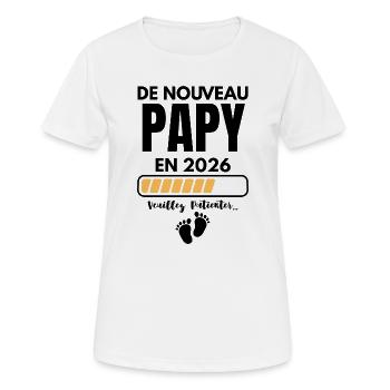De Nouveau Papy en 2026 Veuillez Patienter - T-shirt respirant Femme - blanc - Devant - AI Model Female 172 dark (172cm)