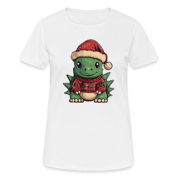 Dinosaur stegosaurus Christmas - Women's Breathable T-Shirt - white - Front - AI Model Female 172 dark (172cm)