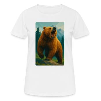 Polynature Grizzly - Frauen T-Shirt atmungsaktiv - Weiß - Vorne - AI Model Female 172 dark (172cm)