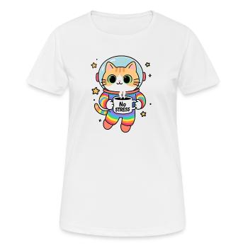 Chat astronaute Arc en ciel sans stress - T-shirt respirant Femme - blanc - Devant - AI Model Female 172 dark (172cm)